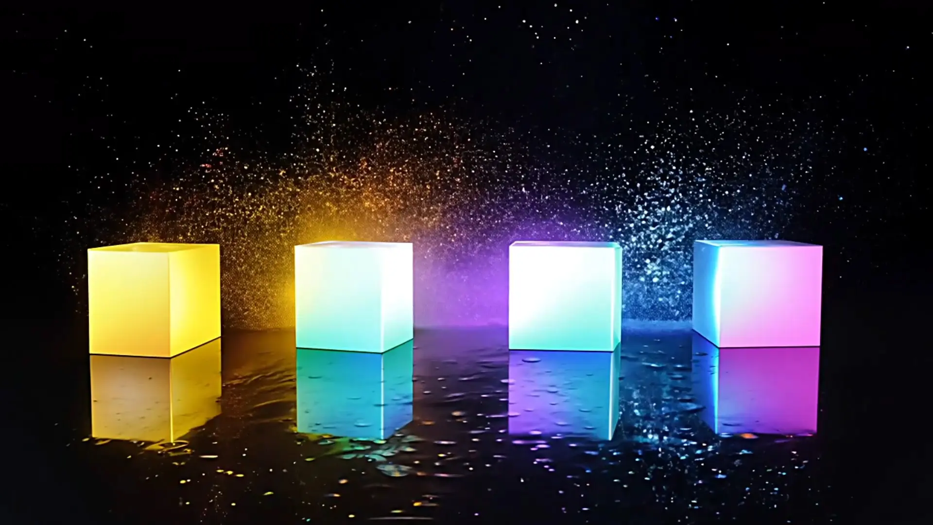 Multicolor Cube Display Background for Title Animation